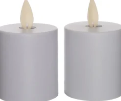 Anna's Collection LED waxinelicht met bewegende vlam wit D 4,5 H 8 cm 2 stuks