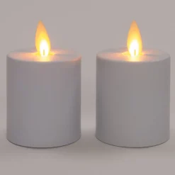 Anna's Collection LED waxinelicht met bewegende vlam wit D 4,5 H 8 cm 2 stuks