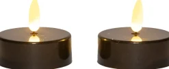 Anna's Collection LED waxinelicht met timer zwart D 6 H 4,5 cm 2 stuks