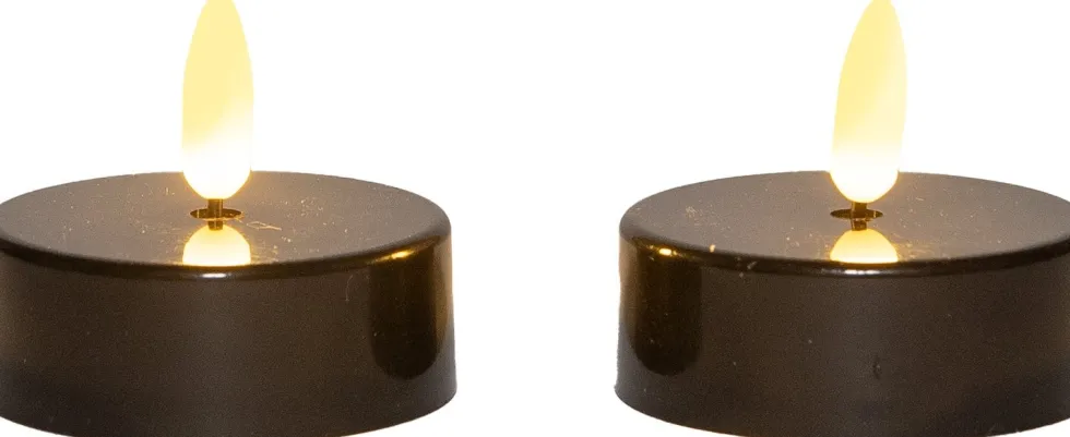 Anna's Collection LED waxinelicht met timer zwart D 6 H 4,5 cm 2 stuks