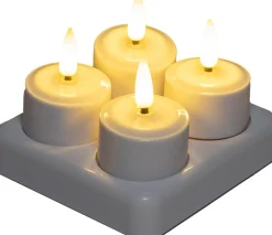 Anna's Collection LED waxinelicht wit D 3,8 H 2 cm 4 stuks