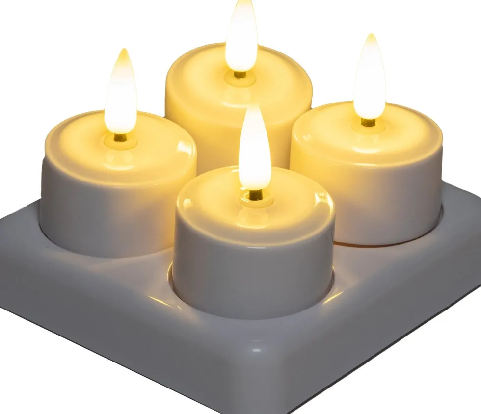 Anna's Collection LED waxinelicht wit D 3,8 H 2 cm 4 stuks