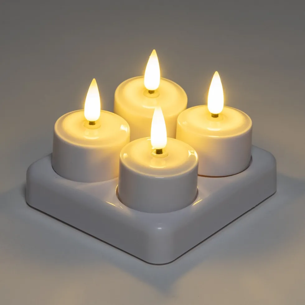 Anna's Collection LED waxinelicht wit D 3,8 H 2 cm 4 stuks