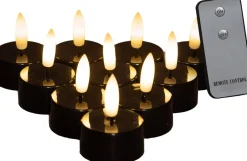 Anna's Collection LED waxinelicht zwart D 3,5 H 1,5 cm 10 stuks