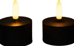 Anna's Collection LED waxinelicht met timer zwart D 4 H 5 cm 2 stuks