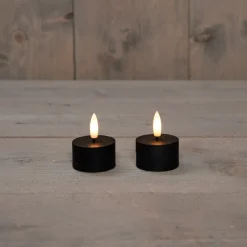 Anna's Collection LED waxinelicht met timer zwart D 4 H 5 cm 2 stuks