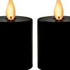 Anna's Collection LED waxinelicht met timer zwart D 4,5 H 8 cm 2 stuks