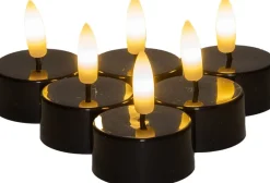Anna's Collection LED waxinelicht zwart D 3,5 H 1,5 cm 6 stuks