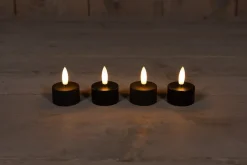 Anna's Collection LED waxinelicht zwart D 3,8 H 5 cm 4 stuks