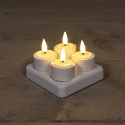 Anna's Collection LED waxinelicht inductie wit D 5 H 3 cm 4 stuks