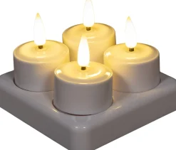Anna's Collection LED waxinelicht inductie wit D 5 H 3 cm 4 stuks