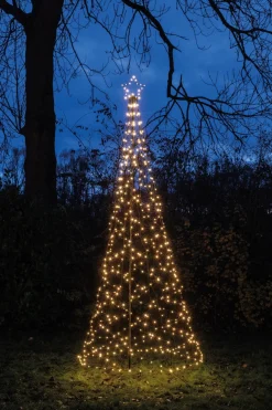 Anna's Collection vlaggenmast kerstboom met paal met 480 lampjes classic warm knipperfunctie H 3,2 m