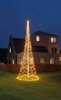 Anna's Collection vlaggenmast kerstboom met 1260 lampjes warm white met knipperfunctie H 6 m