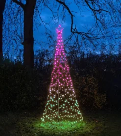 Anna's Collection vlaggenmast kerstboom met paal met 480 lampjes multi color H 3,2 m