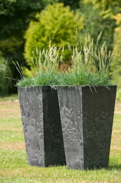 Artstone plantenbak Ella 35 x 35 x 70 cm zwart