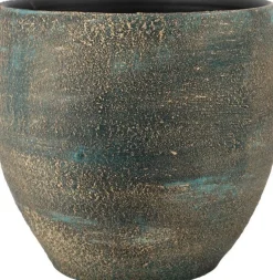 Bela Arte bloempot Madeira blauw / goud D 28 H 28 cm