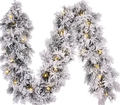 Black Box guirlande Dinsmore 180 cm besneeuwd met 25 LED lampjes warm wit