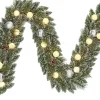 Black Box guirlande Kaprun besneeuwd bollen zilver met 15 lampjes warm wit 180 cm