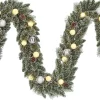 Black Box guirlande Kaprun besneeuwd bollen zilver met 20 lampjes warm wit 270 cm