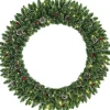 Black Box kerstkrans Creston dennenappel met 30 lampjes warm wit D 90 H 18 cm