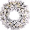 Black Box kerstkrans Dinsmore D 45 cm wit mit 20 lampjes warm wit