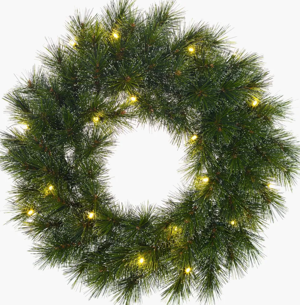 Black Box kerstkrans Glendon besneeuwd met LED verlichting D 45 cm