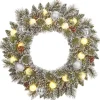 Black Box kerstkrans Kaprun besneeuwd bollen zilver met 15 lampjes warm wit D 60 H 13 cm