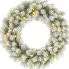Black Box kerstkrans Nagoya besneeuwd met 30 lampjes warm wit D 60 H 12 cm