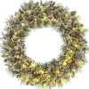 Black Box kerstkrans Vandans besneeuwd met 30 lampjes warm wit D 60 H 15 cm