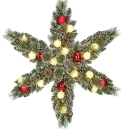 Black Box kerstster Kaprun besneeuwd bollen met verlichting D 60 H 15 cm