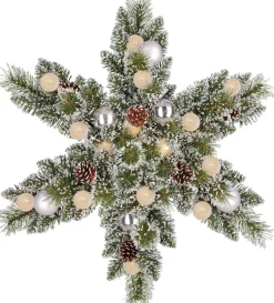 Black Box kerstster Kaprun besneeuwd ster bollen goud met verlichting D 60 H 15 cm