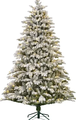 Black Box kunstkerstboom Asbury besneeuwd met lampjes warm wit D 124 H 185 cm