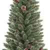Black Box kunstkerstboom Creston besneeuwd dennenappels in pot D 60 H 120 cm