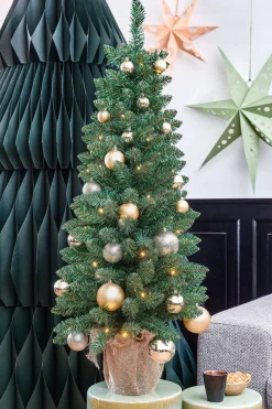 Black Box kunstkerstboom Gerlos op jute voet met 30 lampjes warm wit D 36 H 75 cm