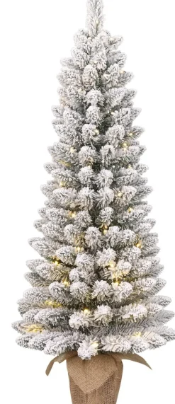 Black Box kunstkerstboom Gerlos besneeuwd op jute voet met 40 lampjes warm wit D 41 H 90 cm