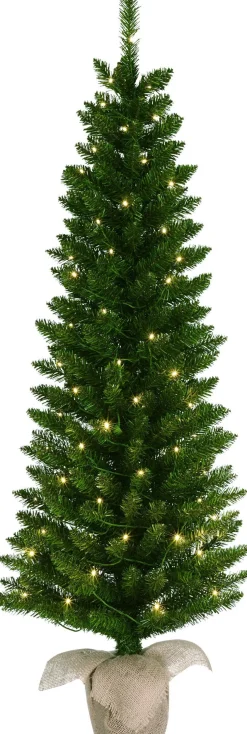 Black Box kunstkerstboom Gerlos op jute voet met 80 lampjes warm wit D 57 H 150 cm
