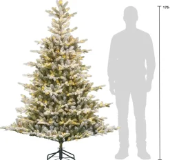 Black Box kunstkerstboom Grand Fir besneeuwd met 400 lampjes warm wit D 132 H 185 cm