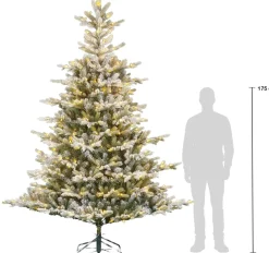 Black Box kunstkerstboom Grand Fir besneeuwd met 800 lampjes warm wit D 172 H 270 cm