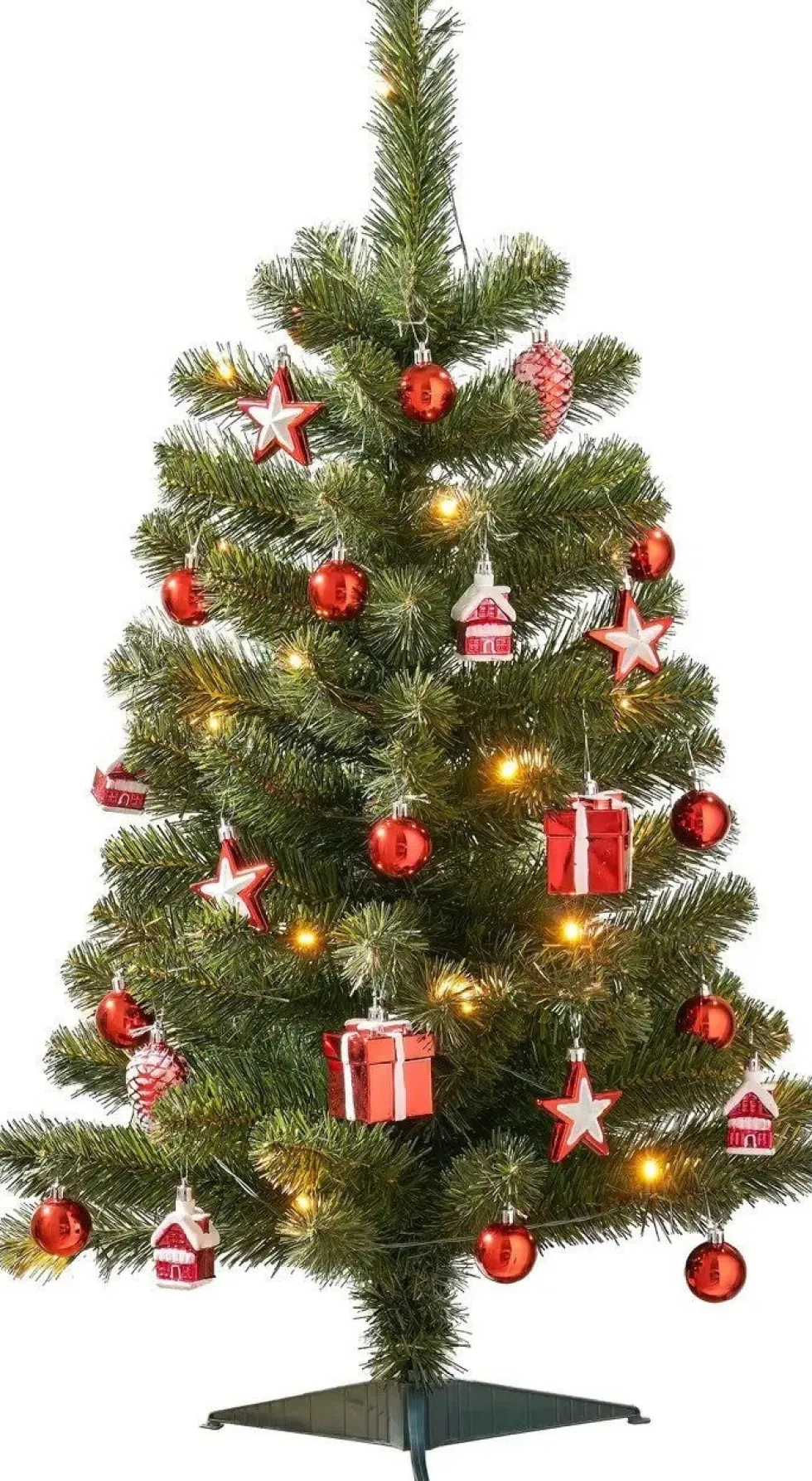 Black Box kunstkerstboom Joy versiering rood met 30 lampjes warm wit D 50 H 90 cm