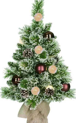 Black Box kunstkerstboom Kaprun kerstballen op jute voet met 10 lampjes warm wit D 39 H 60 cm