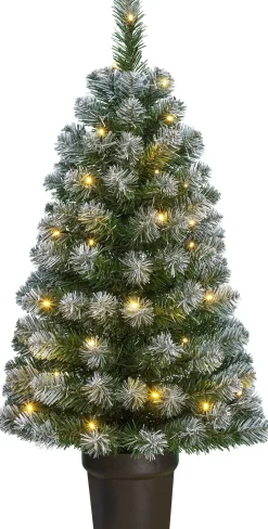 Black Box kunstkerstboom Norton besneeuwd met 30 lampjes warm wit D 50 H 90 cm