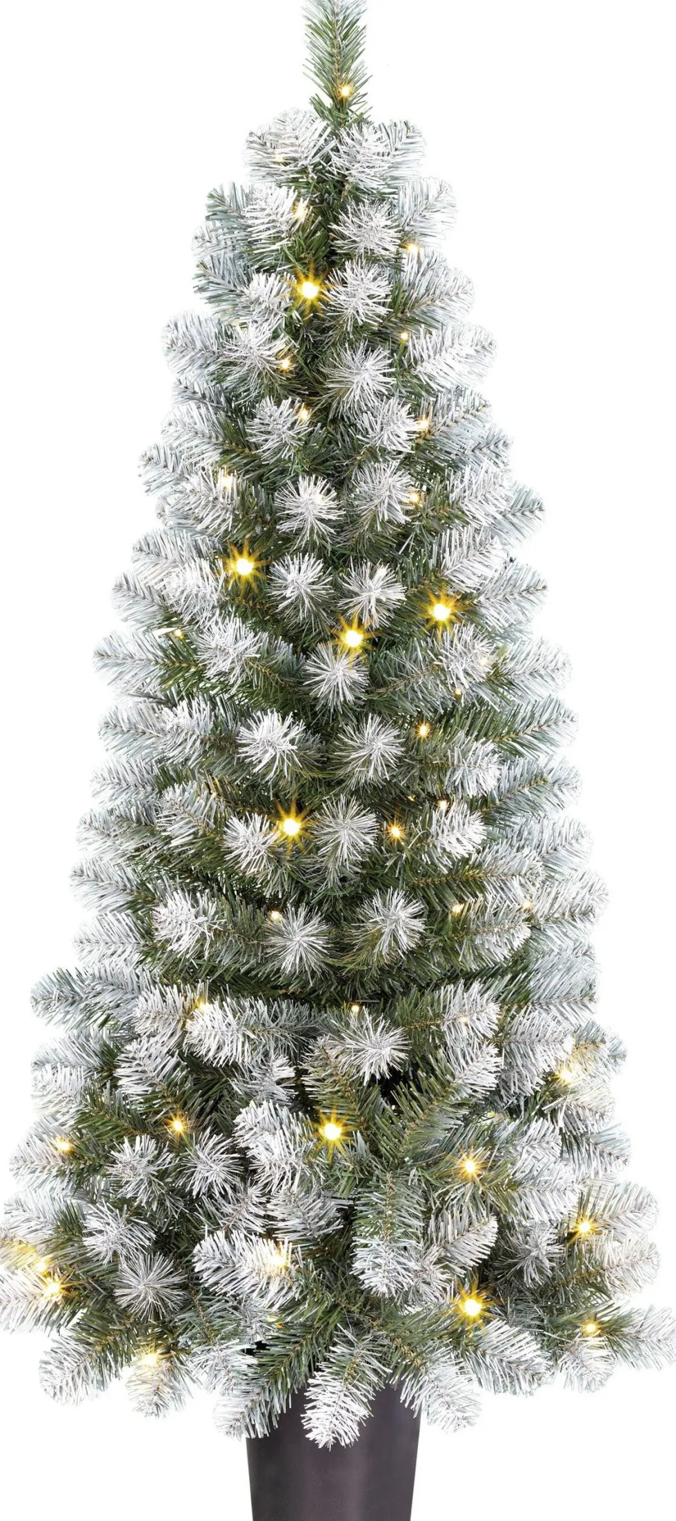 Black Box kunstkerstboom Norton besneeuwd met 60 lampjes warm wit D 60 H 120 cm