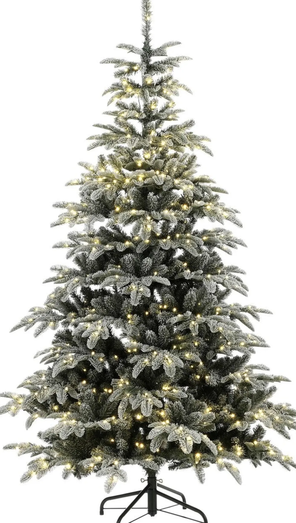 Black Box kunstkerstboom Nordmann besneeuwd met 1000 lampjes warm wit D 140 H 240 cm