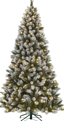 Black Box kunstkerstboom Pittsfield besneeuwd met lampjes warm wit D 117 H 215 cm