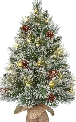 Black Box mini kunstkerstboom Vandans besneeuwd met 20 lampjes warm wit D 36 H 60 cm