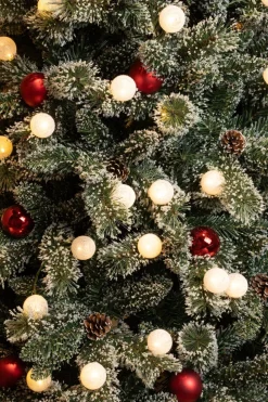 Black Box mini kunstkerstboom Kaprun kerstbal rood met 10 lampjes warm wit D 39 H 60 cm