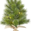 Black Box mini kunstkerstboom Glendon Burlap besneeuwd op jute voet met 10 lampjes koud wit D 20 H 45 cm