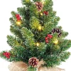 Black Box mini kunstkerstboom Creston met versiering met 15 lampjes warm wit op jute voet D 35 H 45