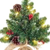 Black Box mini kunstkerstboom Creston met versiering met 10 lampjes warm wit op jute voet D 24 H 35 cm