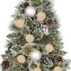 Black Box mini kunstkerstboom Kaprun besneeuwd zilver kerstballen op jute voet met 10 lampjes warm wit D 39 H 60 cm